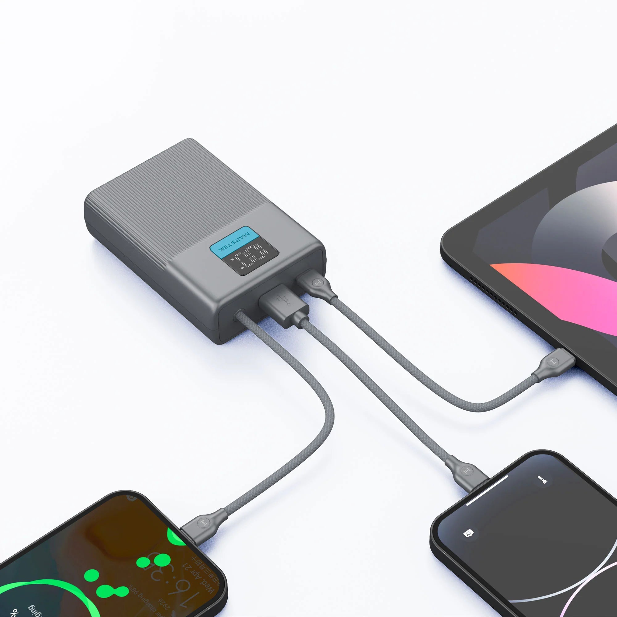 Marstek Powerbank geïntegreerde gevlochten USB-C kabel detail closeup