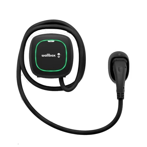 Wallbox Pulsar Plus Max laadpaal zwart met vaste laadkabel – vooraanzicht